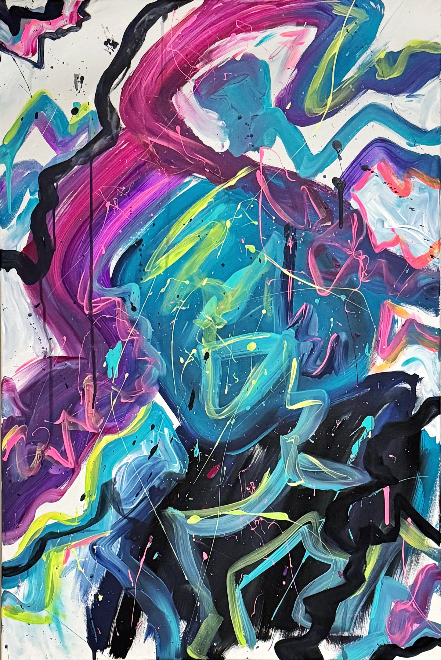 24x36 Original Abstract Art - “Tropical Graffiti”