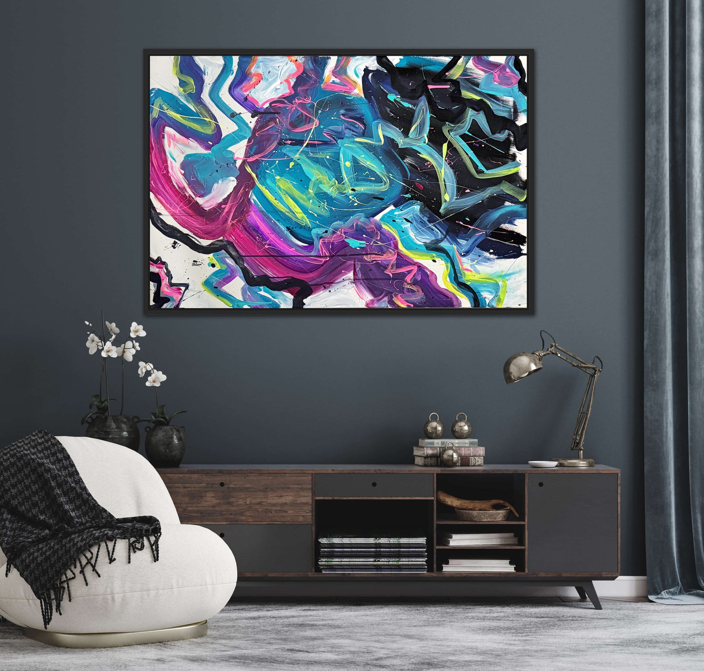 24x36 Original Abstract Art - “Tropical Graffiti”