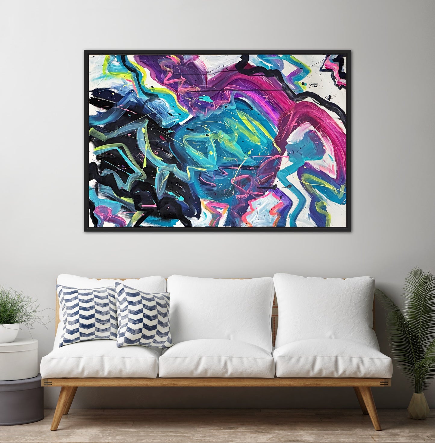 24x36 Original Abstract Art - “Tropical Graffiti”