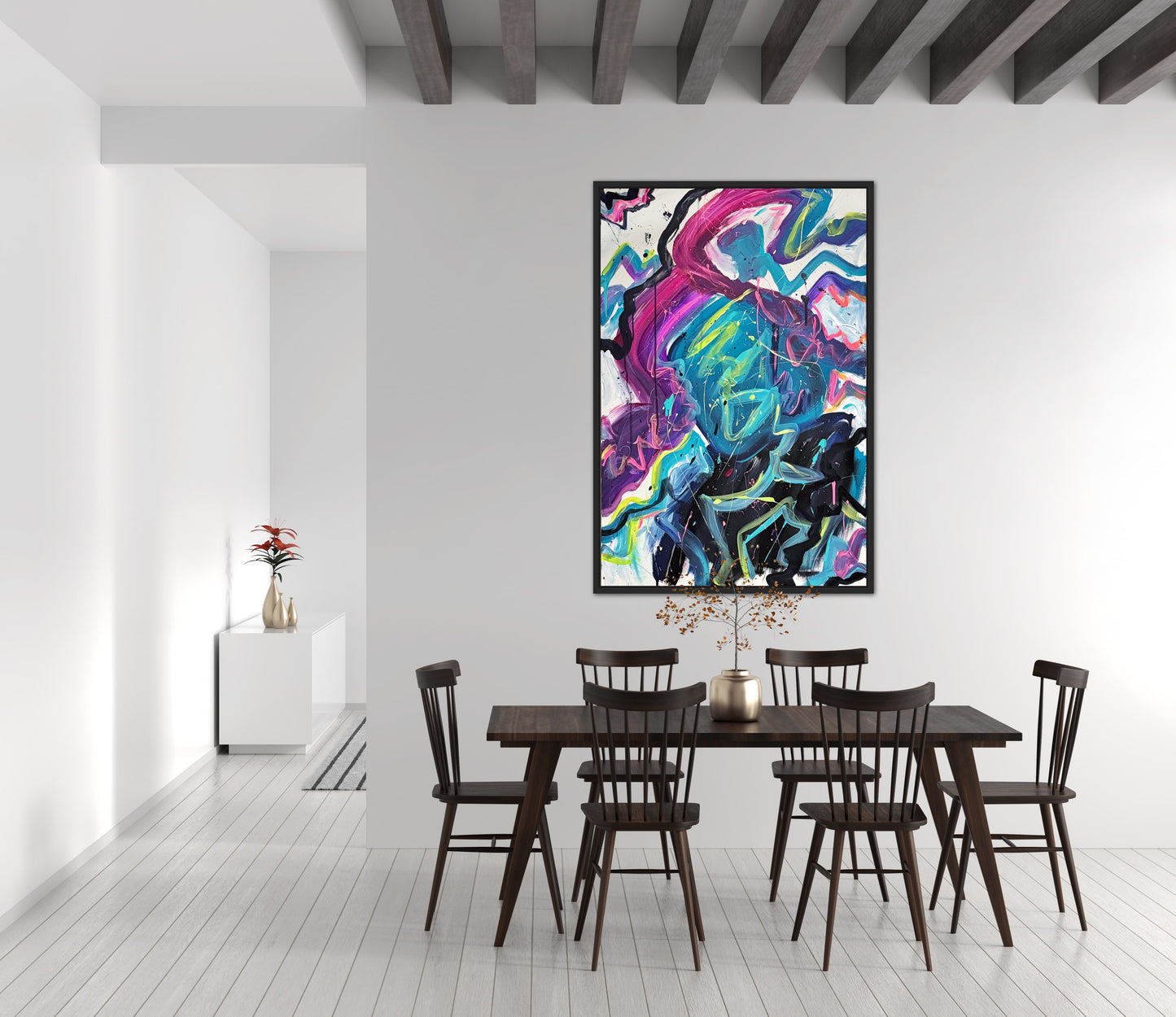 24x36 Original Abstract Art - “Tropical Graffiti”