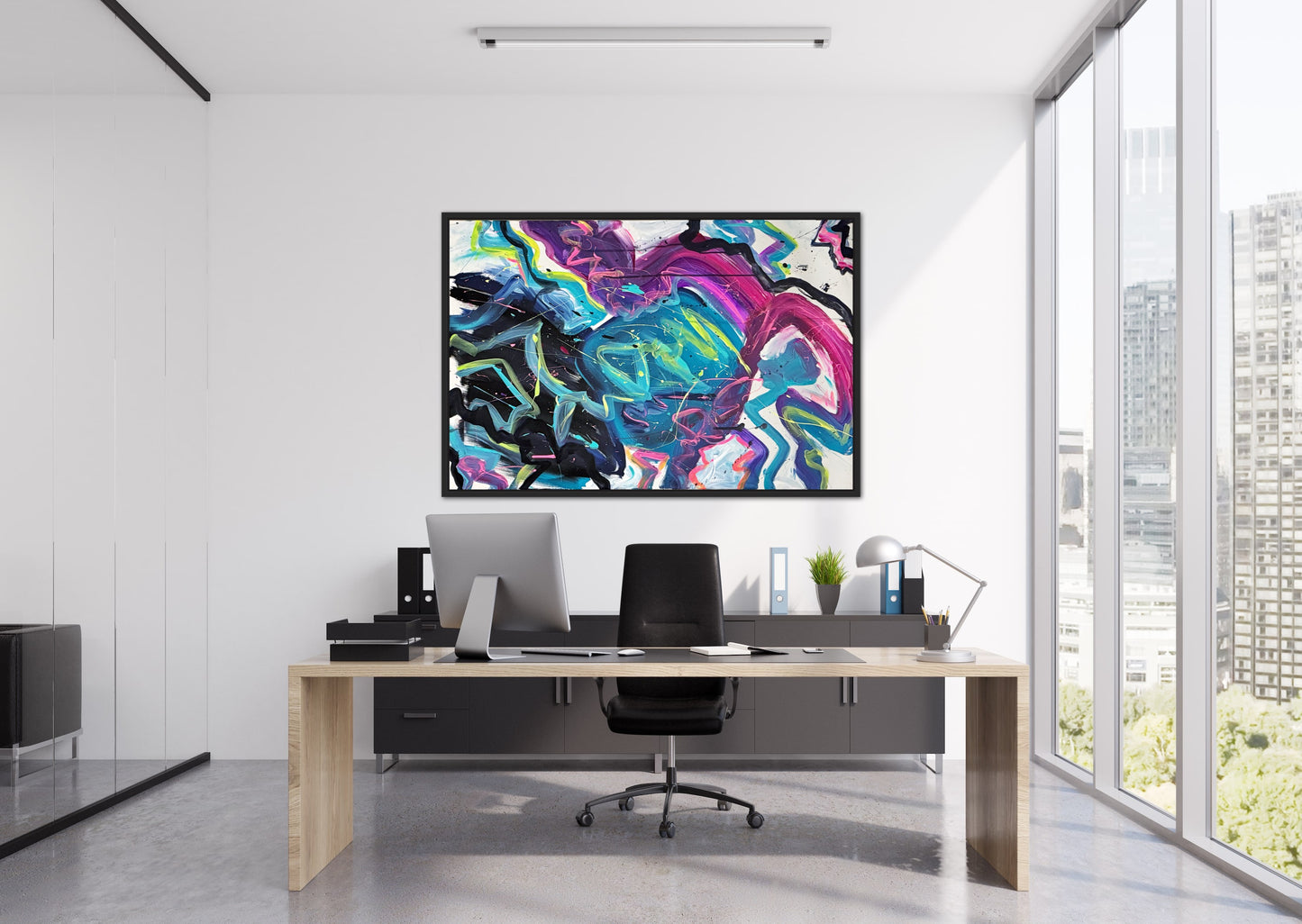 24x36 Original Abstract Art - “Tropical Graffiti”