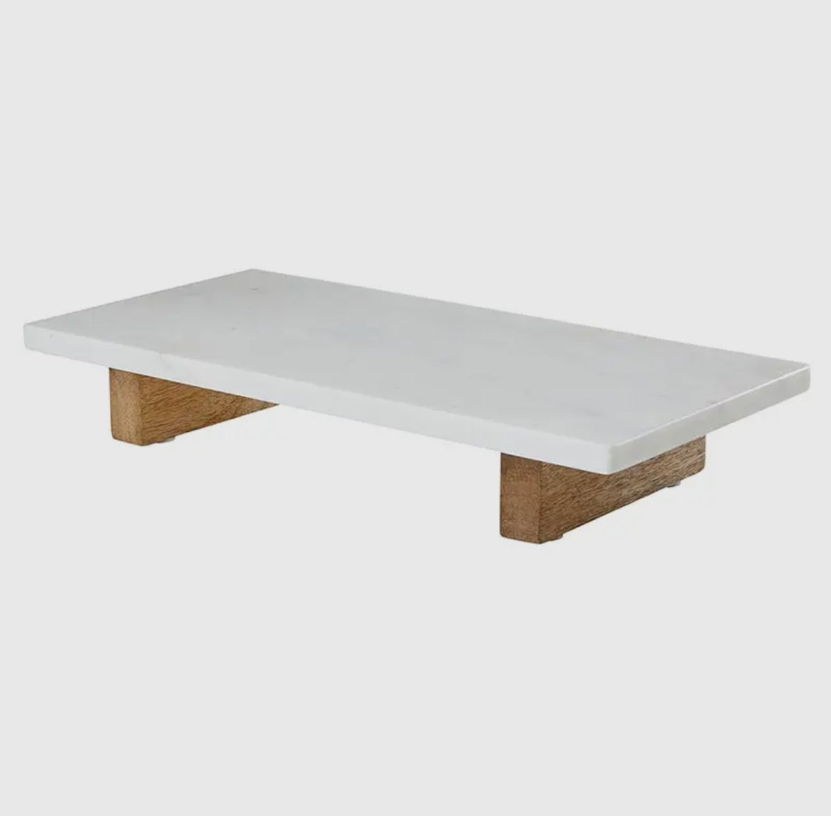 Marble Food Tray with Wood Feet