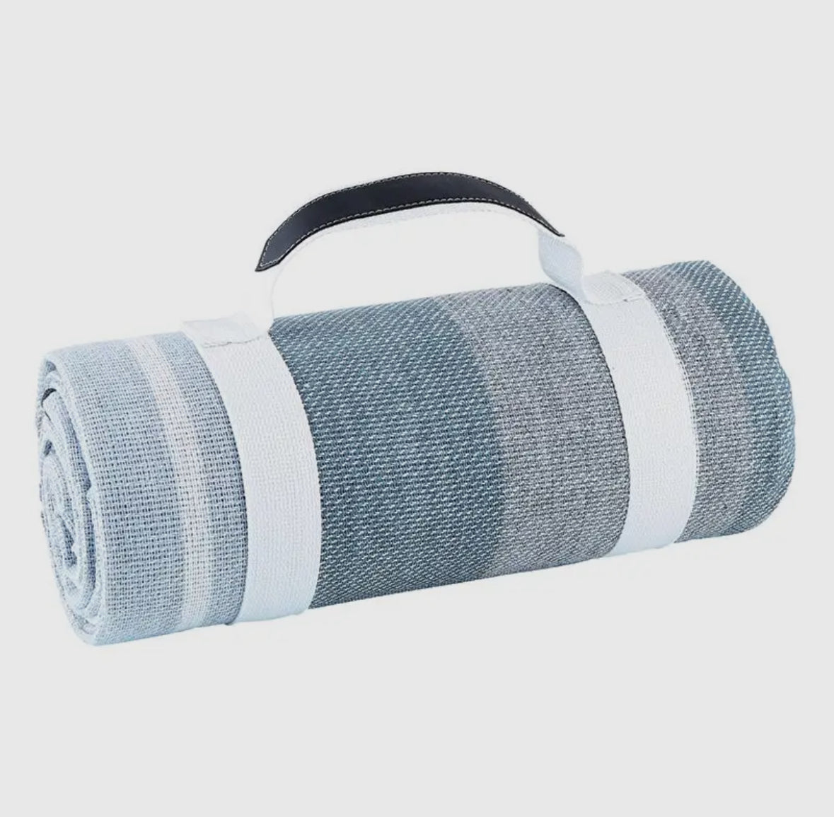 Picnic Blanket - Grey + White + Blue
