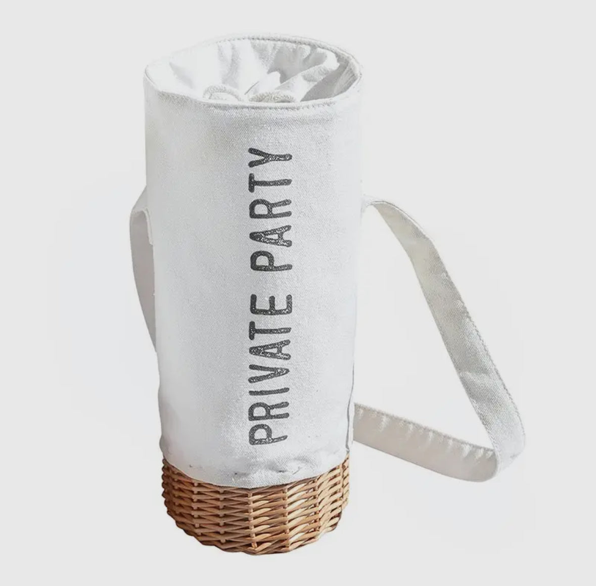 Canvas and Wicker Wine Bag