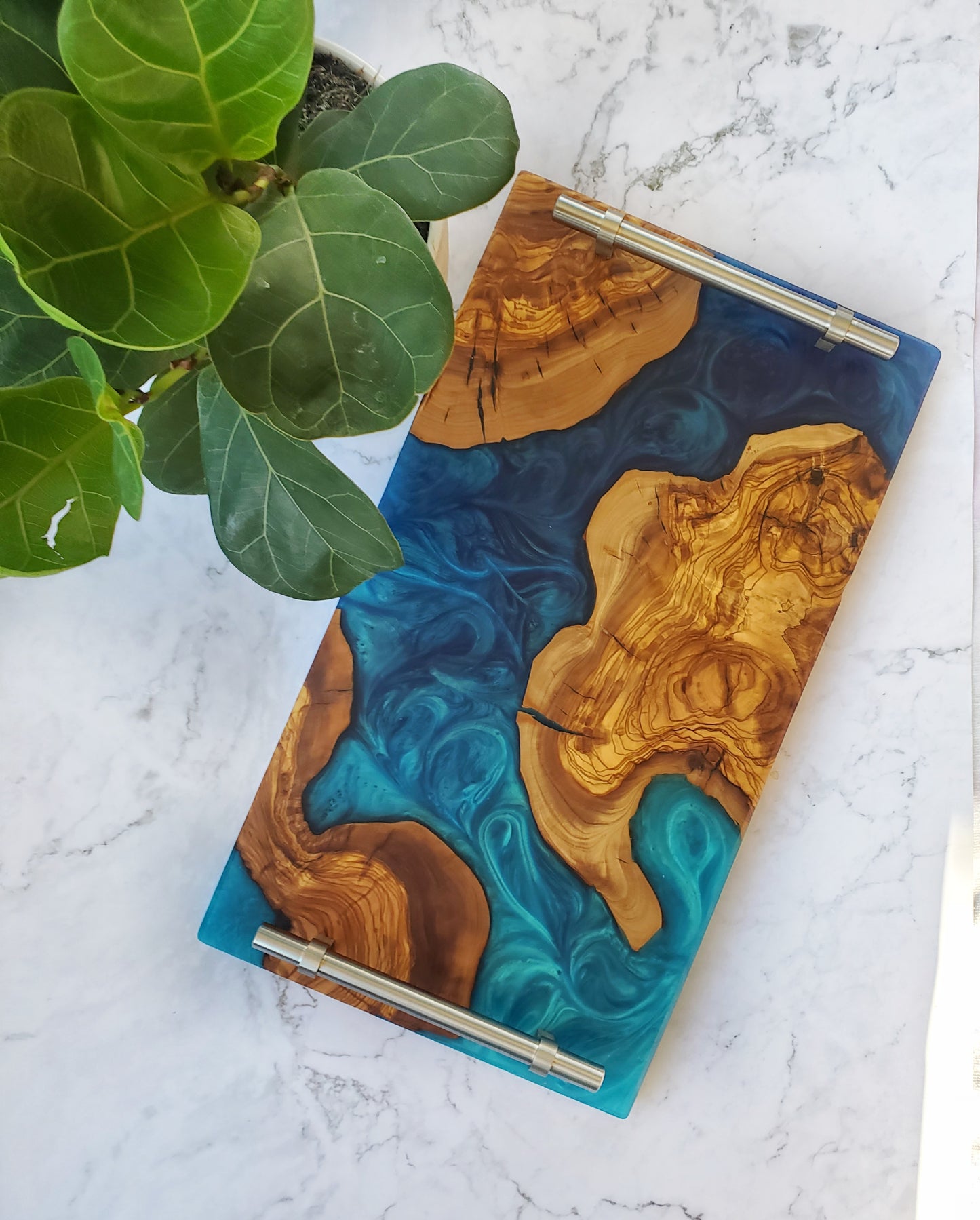 Tropical Olive Wood Island Serving Tray