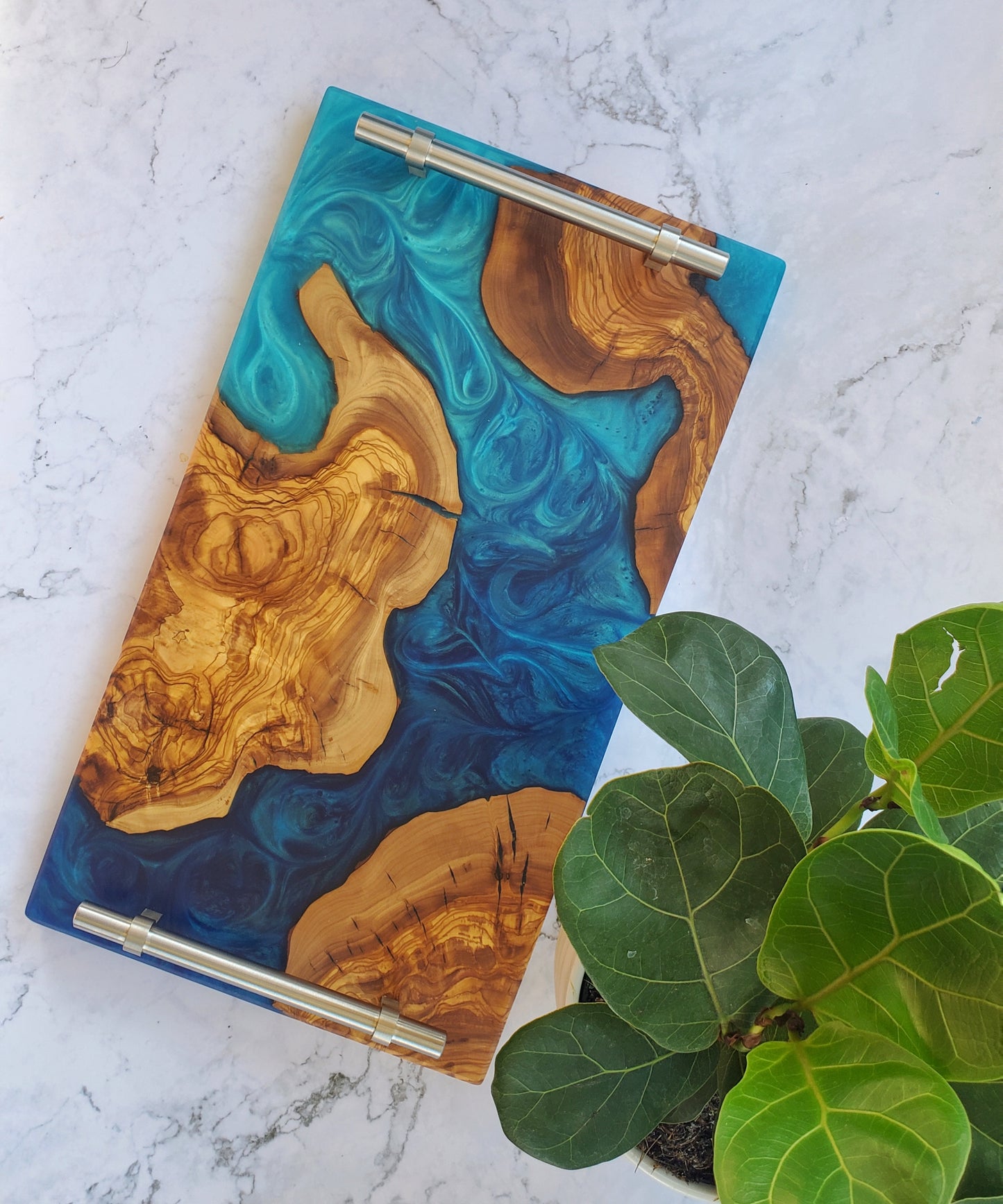 Tropical Olive Wood Island Serving Tray