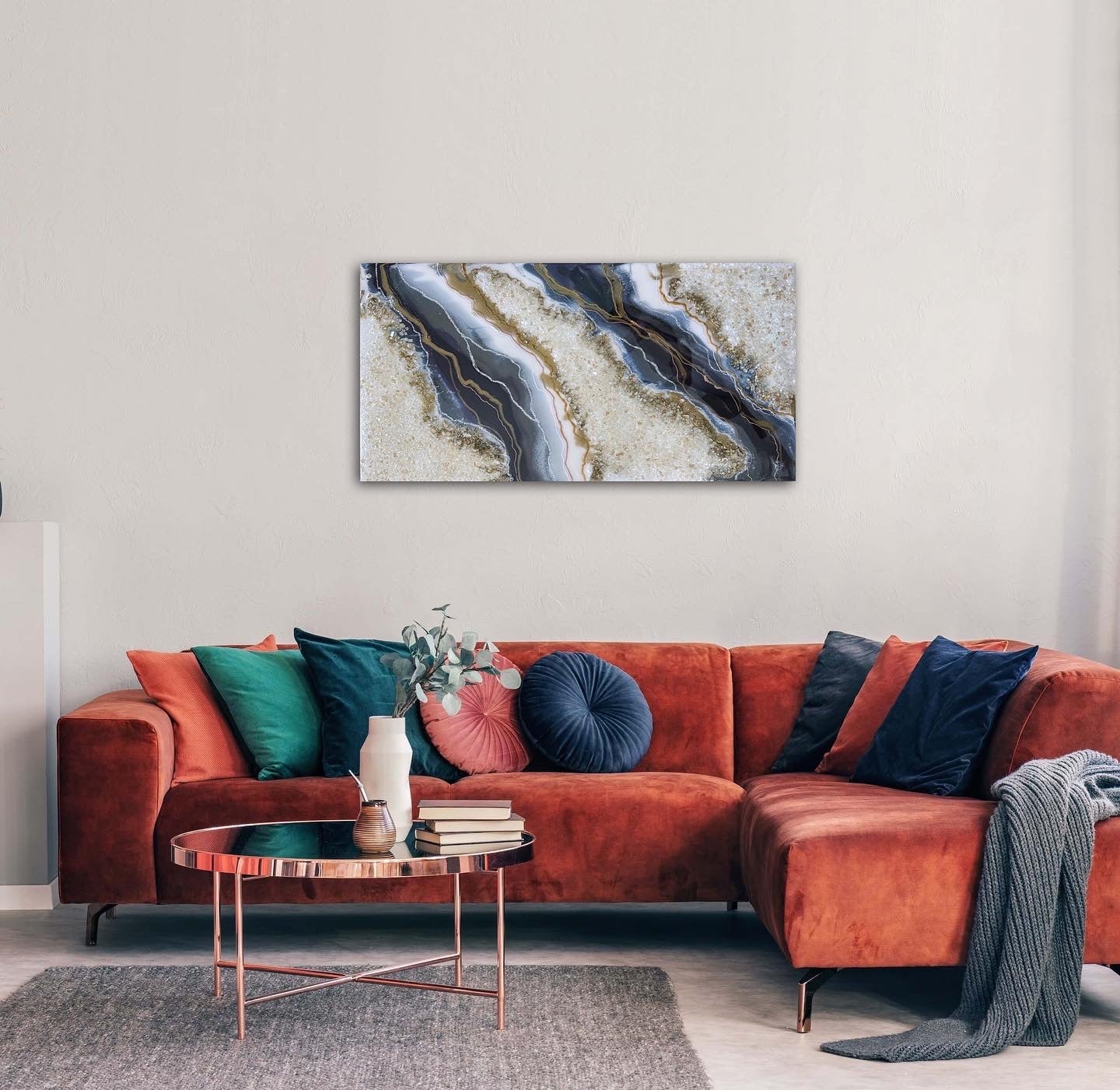 Opal, Tanzanite & Gold Geode Wall Art