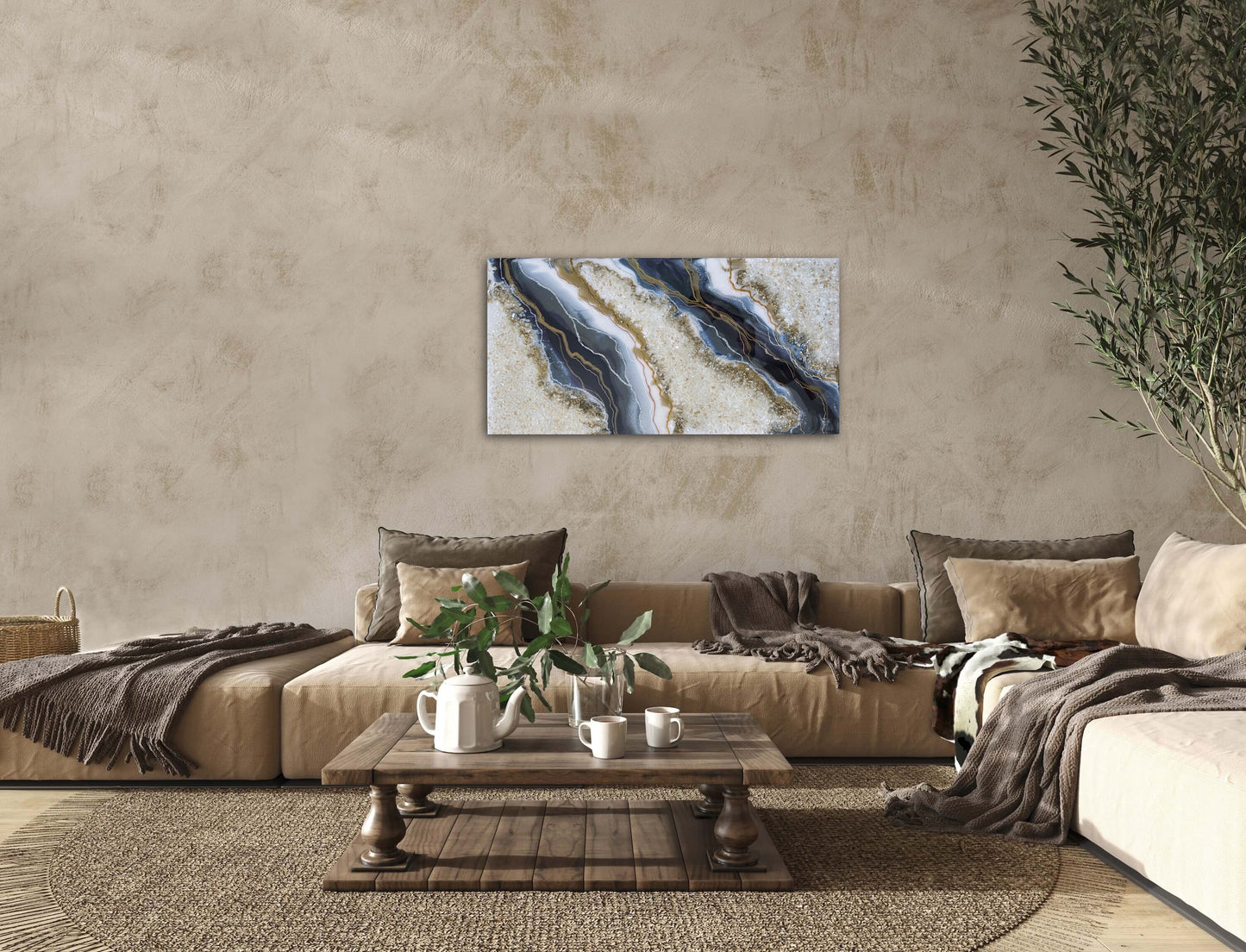 Opal, Tanzanite & Gold Geode Wall Art