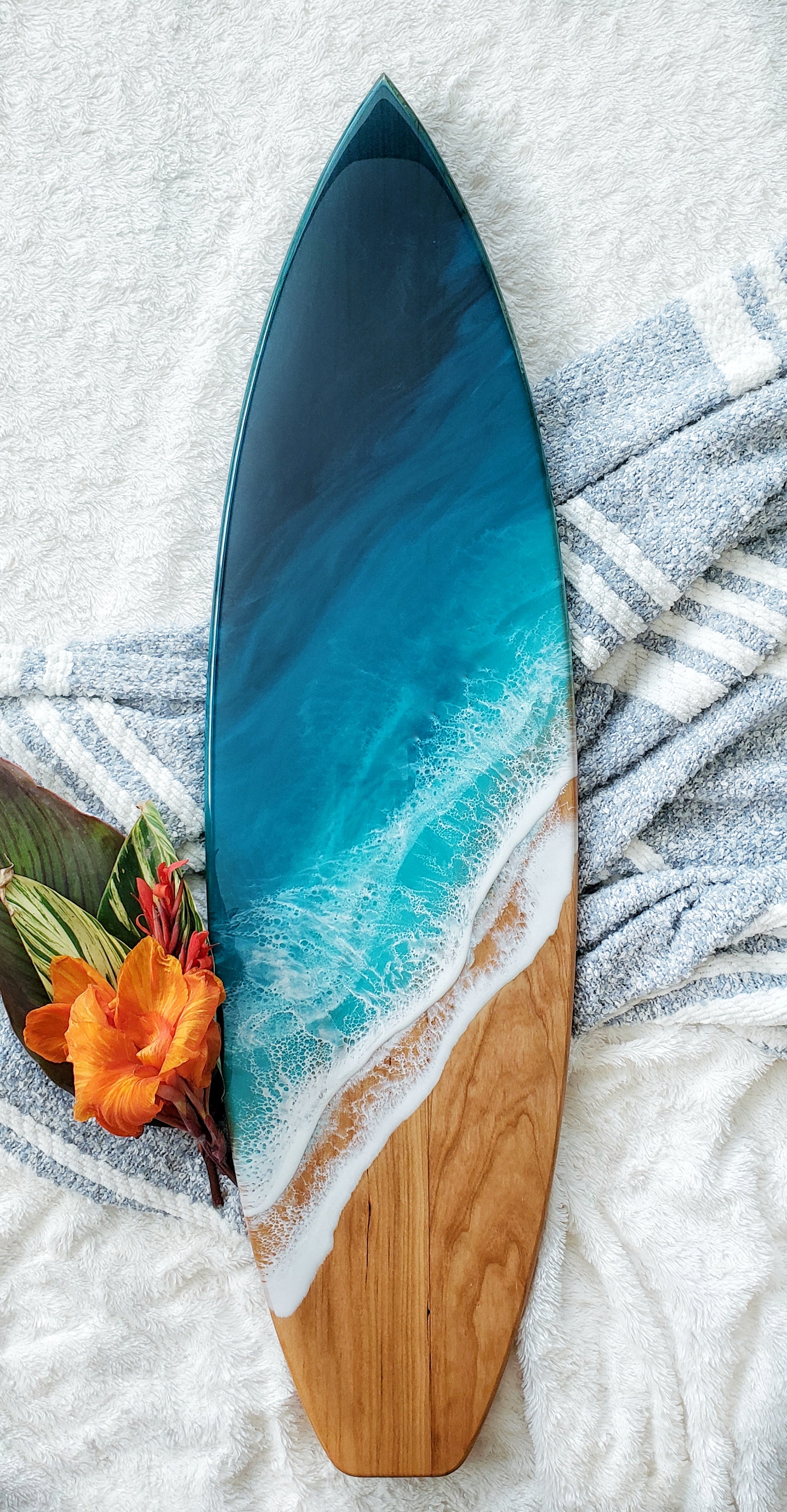 Surf Board Resin Art Serving Board