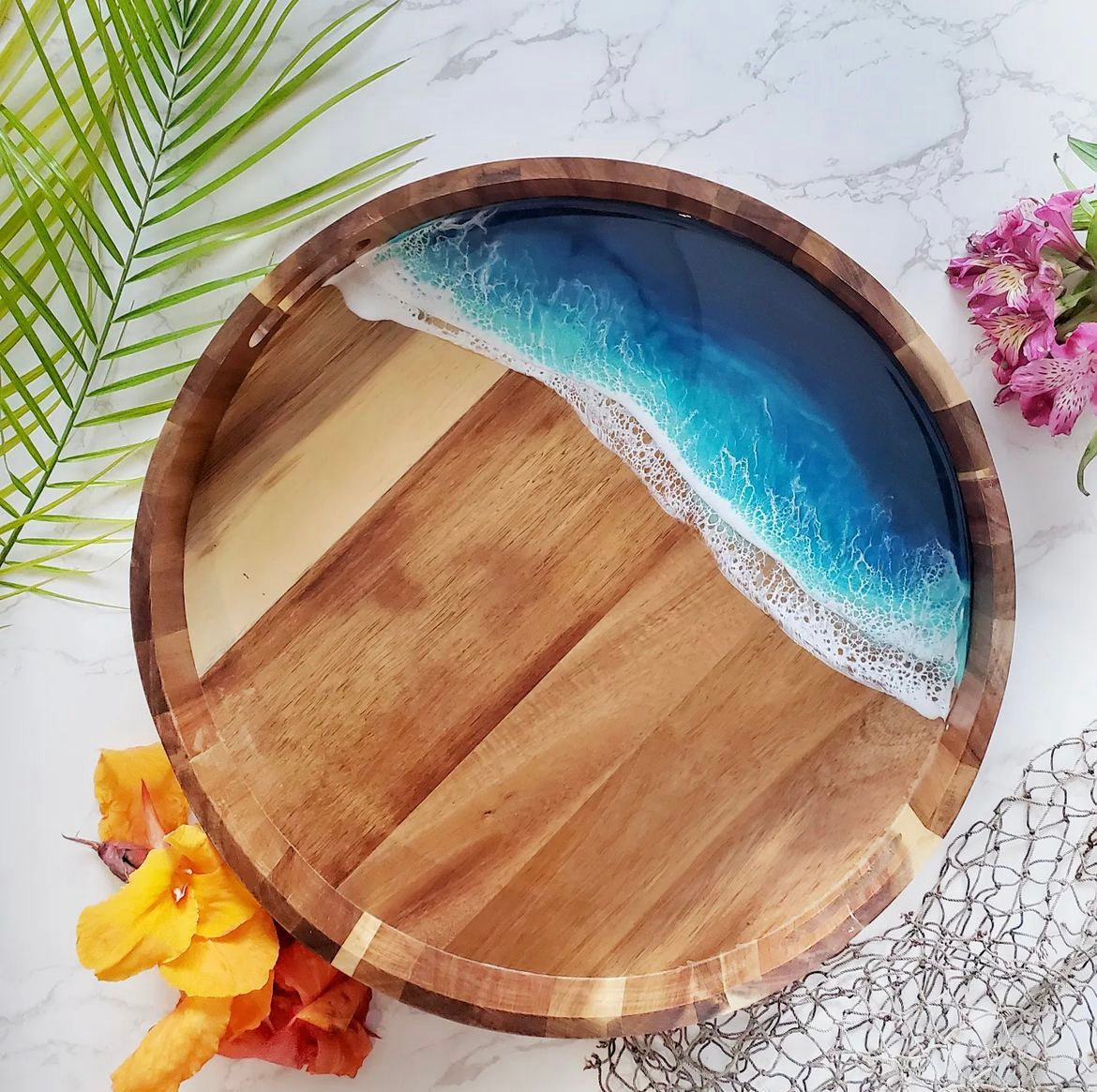 Load image into Gallery viewer, Wooden Ocean Serving Tray
