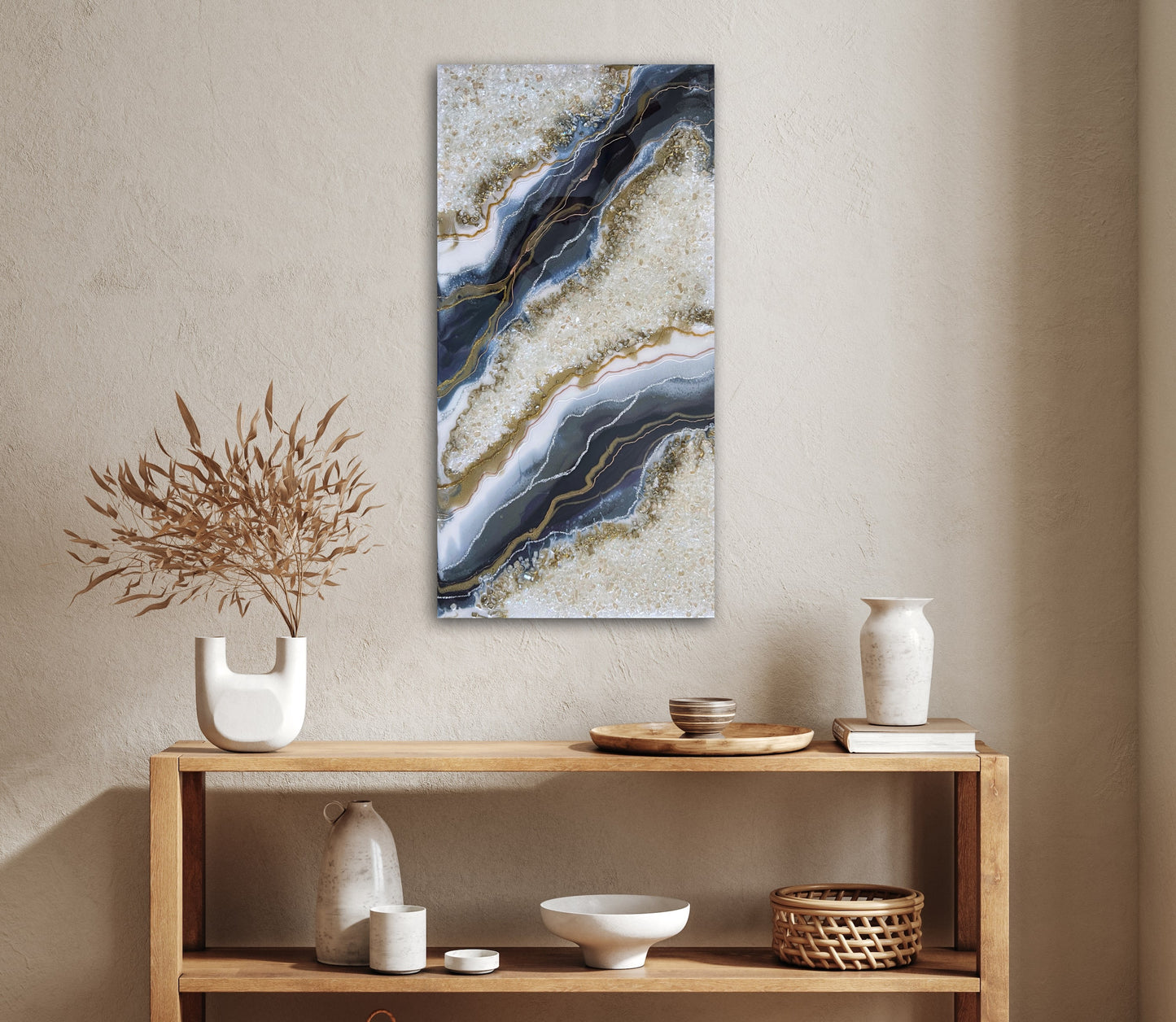 Load image into Gallery viewer, Opal, Tanzanite &amp;amp; Gold Geode Wall Art
